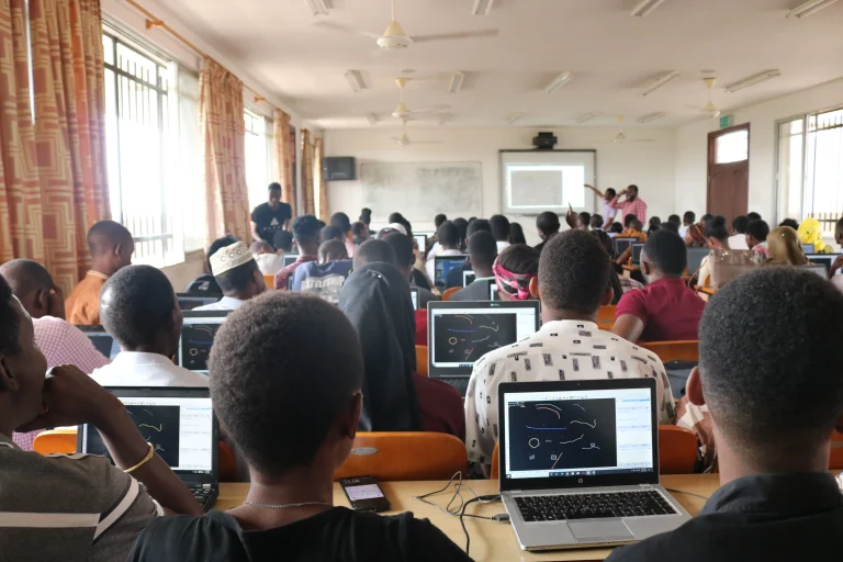 Classroom with computer screens