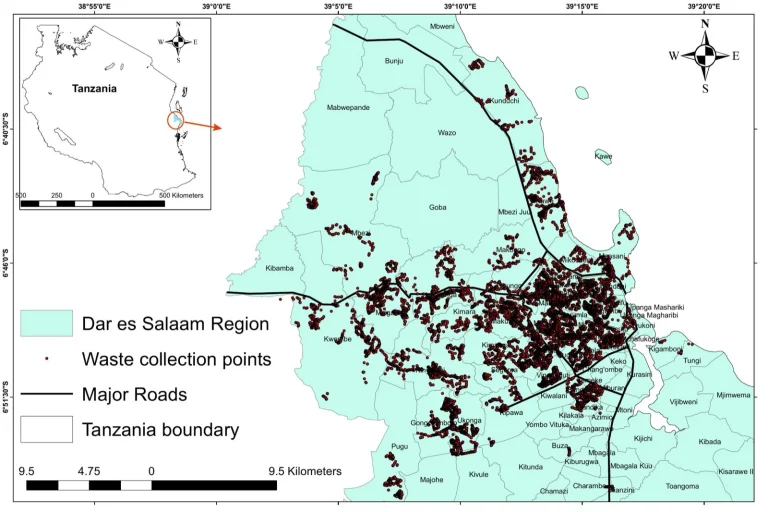Visualisation maps of solid waste, Dar es Salaam