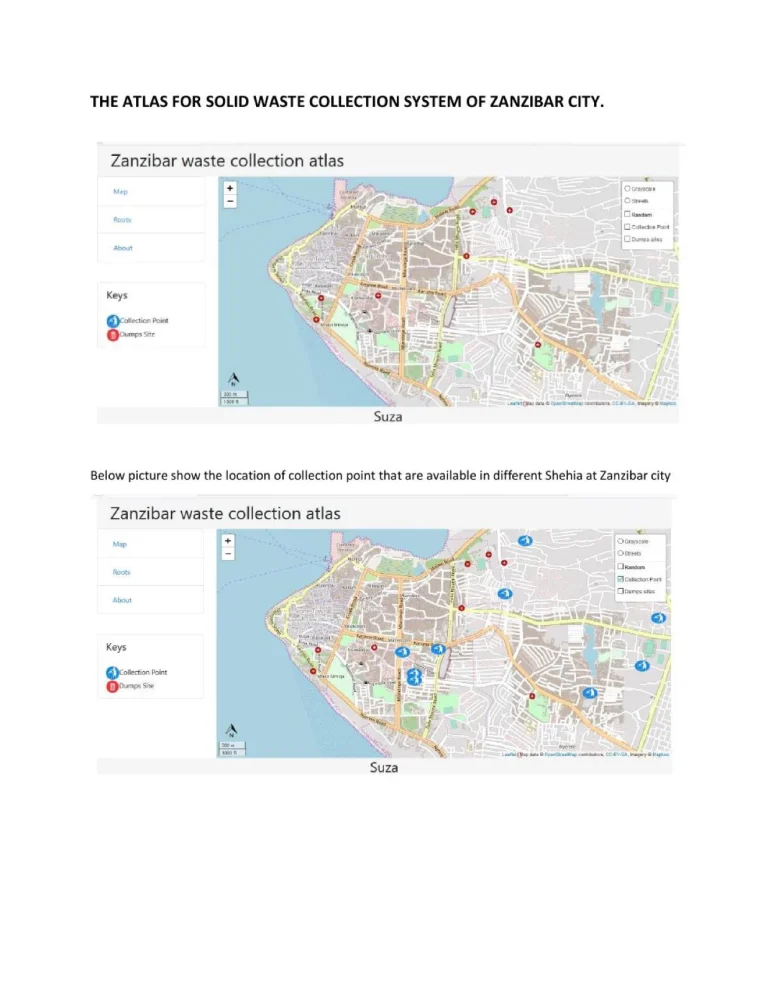 Atlas for the solid waste collection system of Zanzibar City