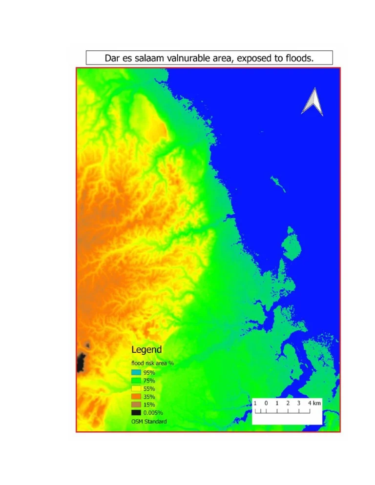 Dar es Salaam vulnerable areas exposed to floods — 2D and 3D